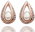 18k Rose Gold Plated Earrings with Austrian crystals,Cultured Pearl