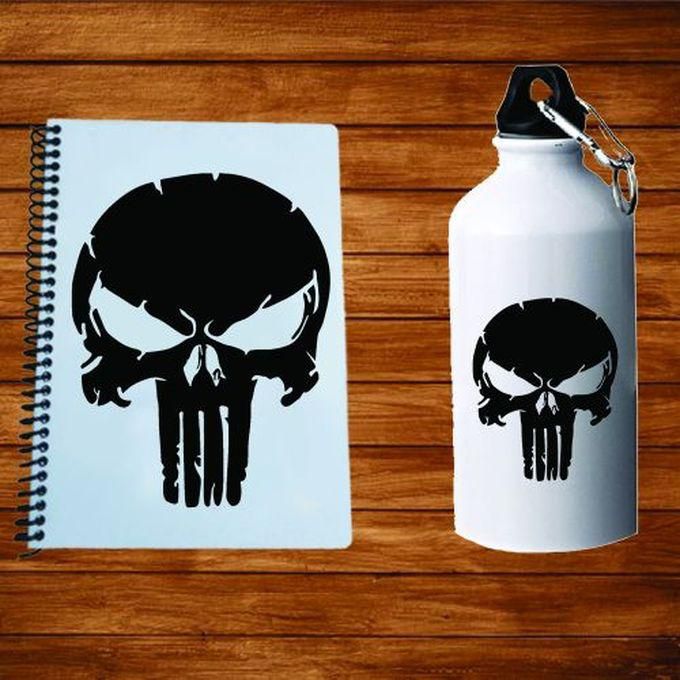 Punisher Skull Note Book + Water Bottle - 500ml