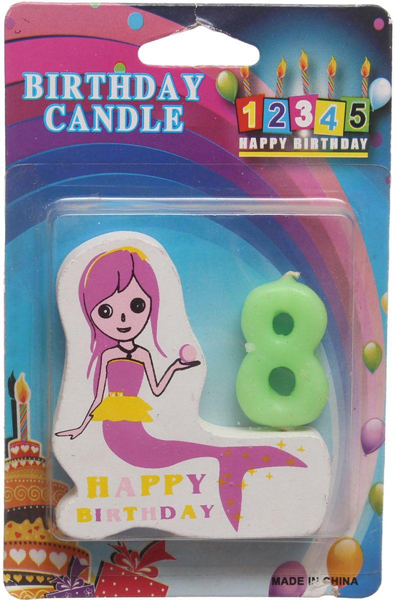 Mermaid Birthday Candle Number 8 - Green