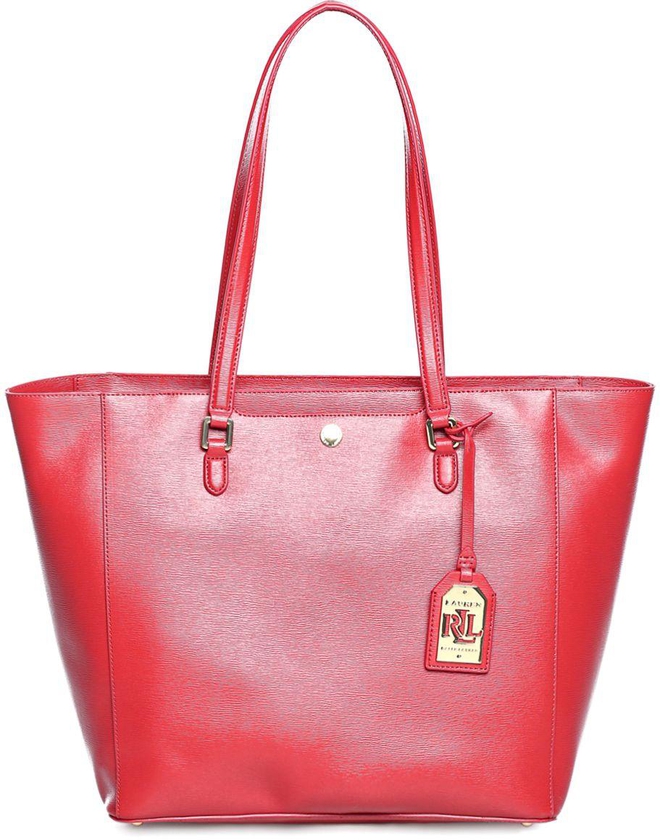 Lauren By Ralph Lauren 431624307008 Newbury Halee Tote Bag for Women - Leather, Red