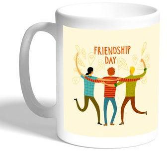مج قهوة بطبعة عبارة "Happy Friendship Day" بلون أبيض، سعة 11 أوقية