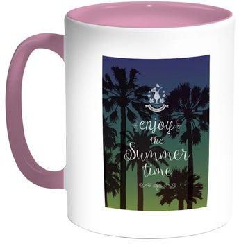 Enjoy The Summer Time Printed Coffee Mug Pink/White/Blue