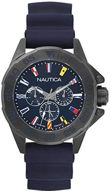 Nautica NAPMIA004 Men's Miami Flags Multi Blue Silicone Watch