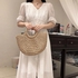 Leisure Straw Woven Bag For Women, Summer Beach Vacation Tote Bag Solid Color Handwoven Bags