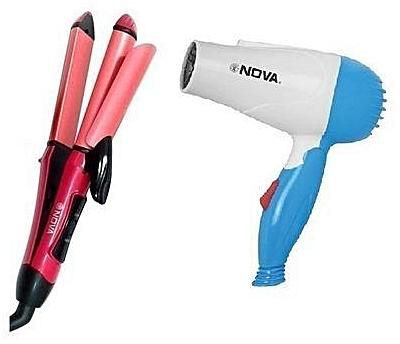 Nova 2 In 1 Hair Straightener/Curler And Professional Hair Dryer