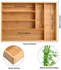 صينية أدوات مائدة من الخيزران، 43 × 30 × 6 سم، منظم أدوات المائدة مع 6 أقسام، درج مقسم لأدوات المائدة، أدراج خشبية للمطبخ