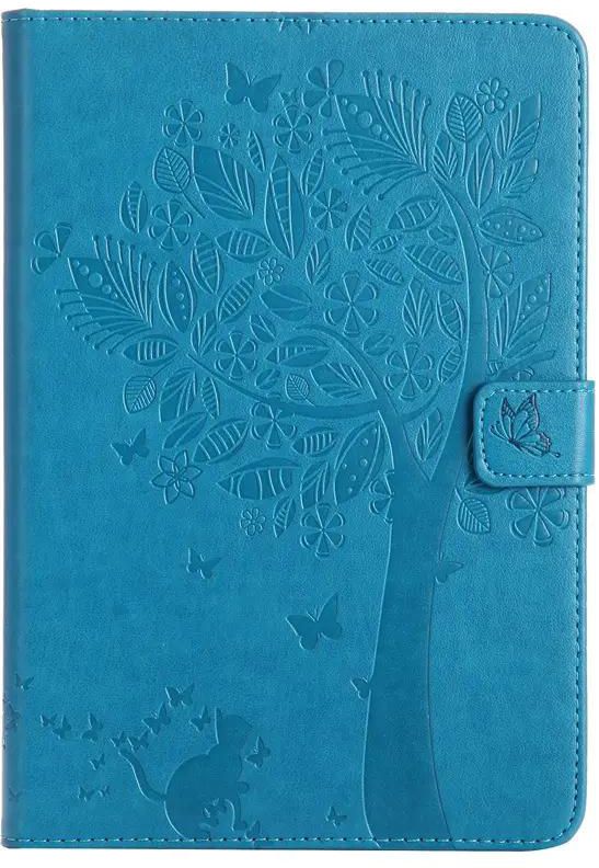 iPad Mini3/2/1 Case,Embossed [Tree Cat] Folio Flip Wallet Cover