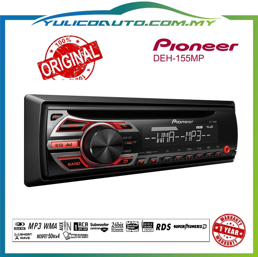 Pioneer Deh-155mp Cd Audio Receiver With Mp3