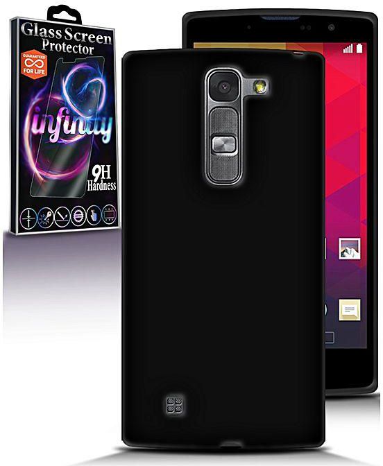 TPU Silicone Case for LG Magna – Black + Infinity Glass Screen Protector