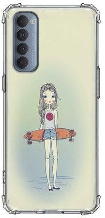 Protective Case Cover for Oppo Reno4 Pro- Skater Girl Multicolour