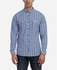 Frame Plaids Cotton Shirt - Navy Blue, Turquoise & White