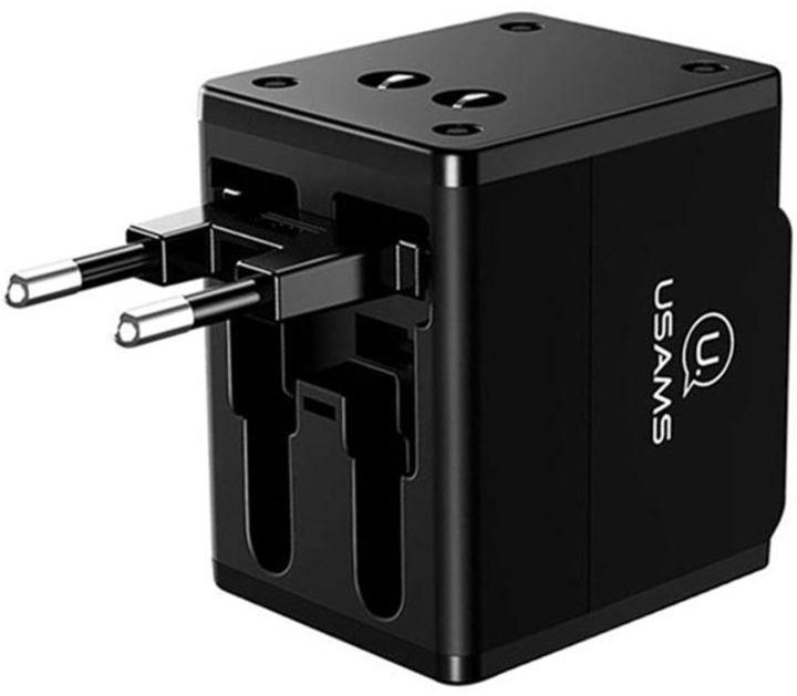4-In-1 Adapter Dual USB Universal Travel Charger Black