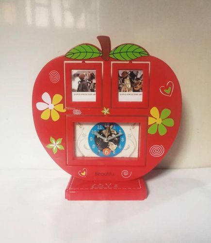 Table Picture Frame With Alarm Clock - Red