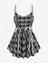 Plus Size Plaid Lace Up Chain Backless Tunic Tank Top - M | Us 10