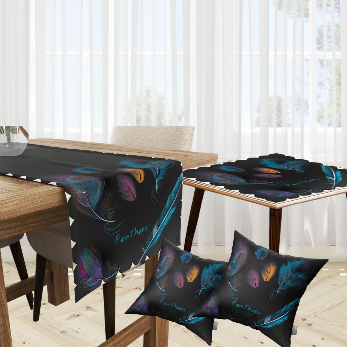 Get Velvet Runner Dinner Tablecloth, With 2 Cushion Covers - Multicolor, With 2 Side Tablecloth Free with best offers | Raneen.com