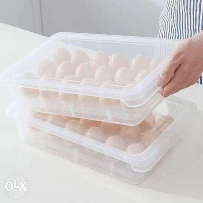 علبة بيض، ١٨ حامل بيض للثلاجة مع غطاء، علبة بلاستيكية شفافة لتخزين البيض مع فاصل بينك بلاستيك