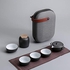 Japanese Travel Tea Set Portable Express Cup One Pot Two or Four Cups of Ceramic Annual Gifts (black pot 4 cups + tea pot + travel bag)