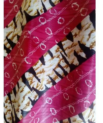 5 Yards Pink And Gold Adire Material