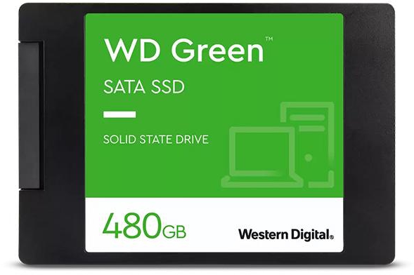 محرك اقراص داخلي SSD اخضر من ويسترن ديجيتال سعه 480GB وواجهة SATA III 6 Gb/s وسرعة قراءة تصل الي 545Mb/s وابعاد 2.5"/7mm طراز WDS480G3G0A