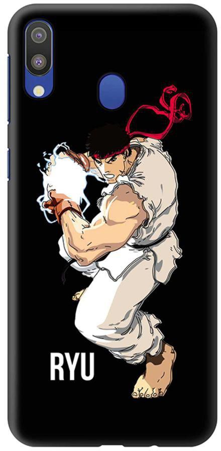 Matte Finish Slim Snap Case Cover For Samsung Galaxy M20 Street Fighter - Ryu (Black)