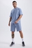 Defacto Man Oversize Fit Crew Neck Short Sleeve Knitted T-Shirt - Blue