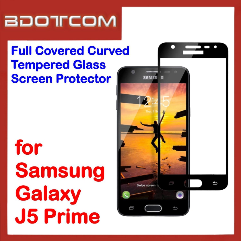 Bdotcom Full Covered Glass Screen Protector for Samsung Galaxy J5 Prime (Black)