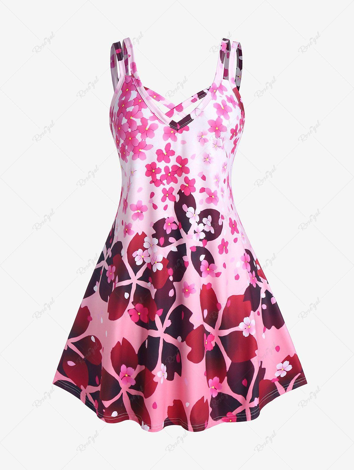 Plus Size & Curve Crisscross Floral Sleeveless Dress - 5x | Us 30-32