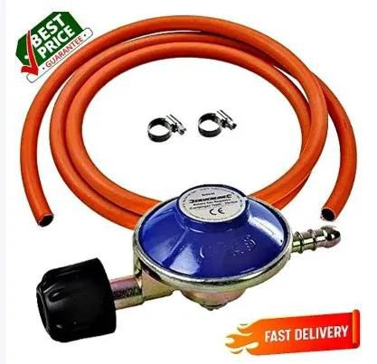 Generic Regulator For 6KG Gas Plus 1M Gas Delivery Pipe , 2 Hose Pipe Clamps Red