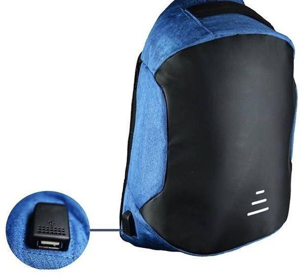 حقيبة ظهر مقاومة للسرقة ضد المياه - 15.6 بوصة + منفذ USB - أزرق