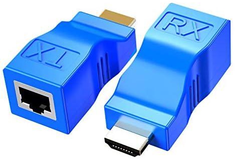 HDMI Extender,HDMI to RJ45 Network Cable Extender Converter Repeater Over Cat 5e / 6 1080p up to 30m Extender for HDTV PS4 STB 4K 2K（2 PCS ）