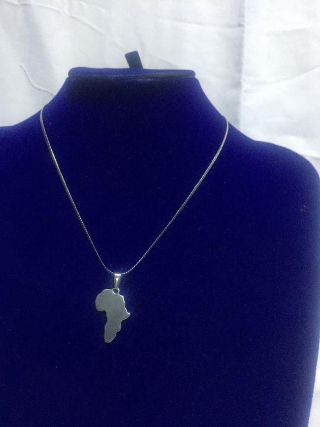Africa Map Necklace - Silver