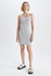 Defacto Woman Casual Regular Fit Short Sleeve Knitted Dress - Grey