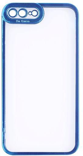 جراب حماية سيليكون شفاف بإطار ملون لموبايل أيفون (7 بلس) (أزرق)