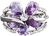 Platinum Plated Stellux Austrian Crystal Purple Flower Design Cubic Zirconia size7