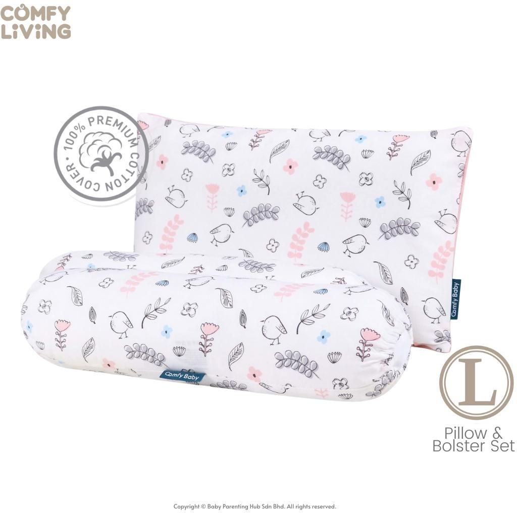 Comfy Living Baby Pillow &amp; Bolster Set L (Pink Bird)
