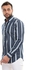Ted Marchel Striped Buttoned Full Sleeves Shirt - Navy Blue & White
