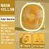 Fan With LED Lights Camping Home, Office, Dorm Rechargeable Battery 18650mAh Powered - 2X1 Yellow 3 Speeds