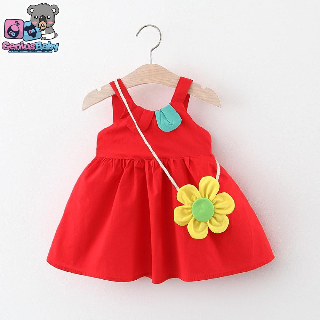 Genius Baby House 3m-3y Girl Cotton Dress C2022 - 4 Sizes (Red)