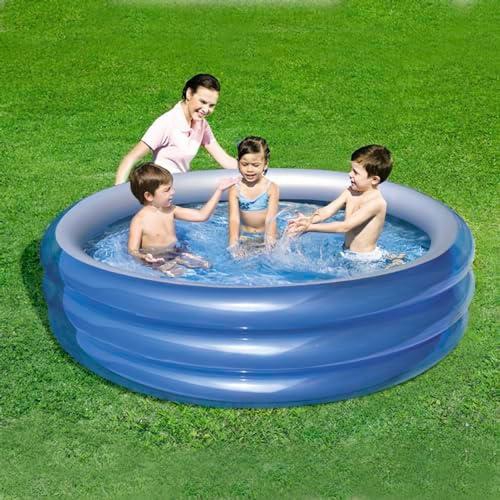 حوض سباحة قابل للنفخ بثلاث حلقات للاطفال من بيست واي 51043 - ازرق ميتاليك