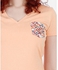 Ultimate Fashion Wear Geometric Rhombus Cotton V-Neck T-Shirt - Salmon
