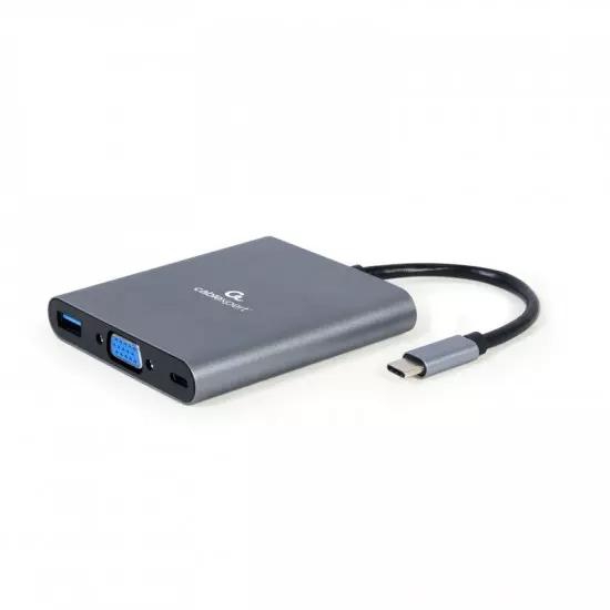 Gembird USB-C 6in1 multiport USB 3.1 + HDMI + VGA + PD + card reader + stereo audio | Gear-up.me