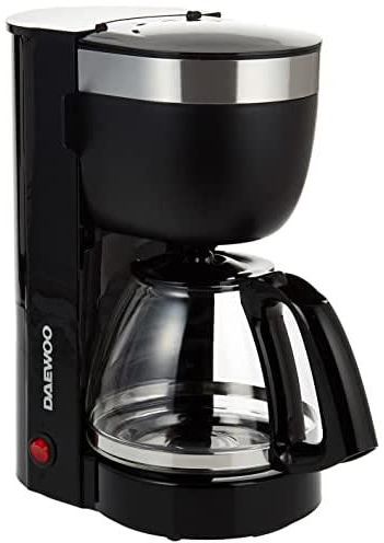 Daewoo Coffee Machine 10 Cup Coffee Maker for Drip Coffee and Espresso with 1.25L Glass Carafe 800W Korean Technology DCM1302B Black/Silver - 2 Years Warranty
