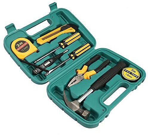 Generic 9 In 1 Car Emergency Kit Set Screwdriver Wrench Plier Repairing Tool - Army Green