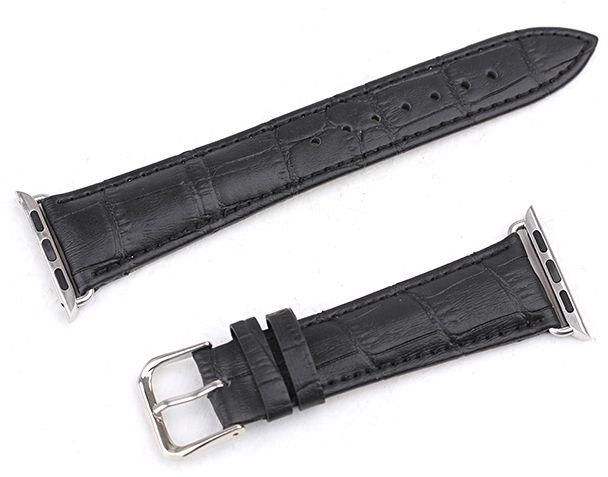 For Apple Watch 38mm, Crocodile Soft Leather Buckle Strap Wrist Band For Apple Watch 38mm Black
