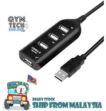 QYM Tech 4 Ports USB 2.0 1m (Black - White)