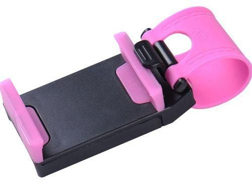 Generic Pink Steering Wheel Clip Universal Car Mount Holder Cradle For Smart Phone GPS