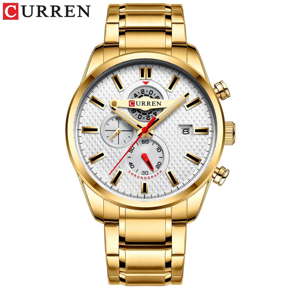 CURREN-Curren Men Businiess Watch Exquisite Classic Alloy Case Stainless Steel Band Wrist Watch Fashion 3 ATM Waterproof Quartz Watch