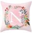 Letter Pattern Throw Pillow Cover Pink 45x45centimeter