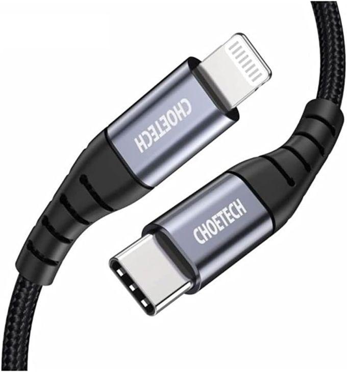 Cable CHOETECH NYLON BRAIDED USB-C TO LIGHTNING, CABLE, BLACK