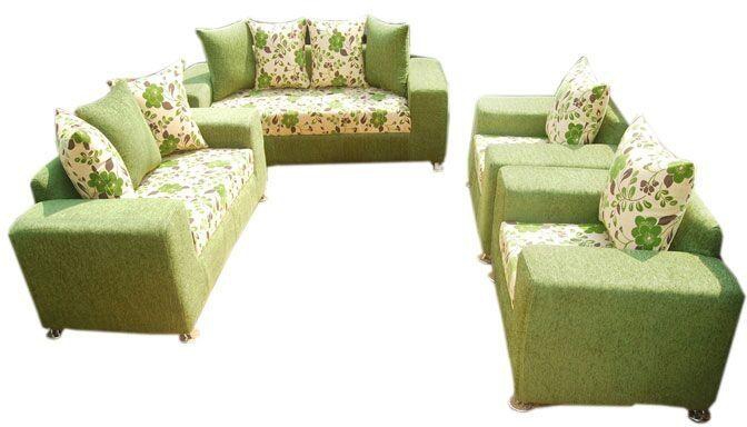 Green And Cream Flowered 7 Seater Sofa. (Delivery To Only Lagos)